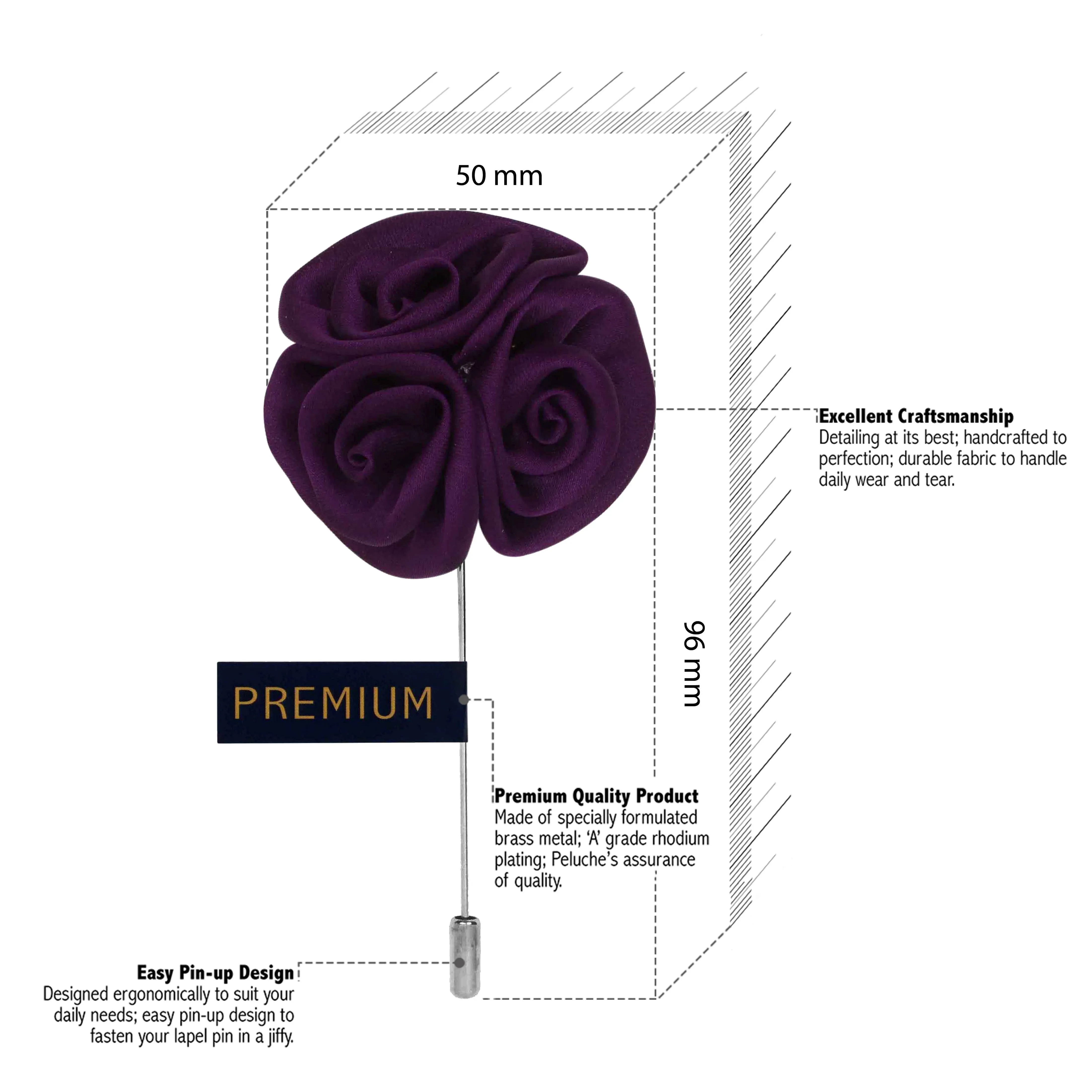 Peluche Ranunculus Flower Purple Brooch Lapel Pin