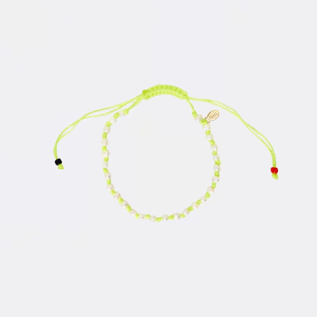 Petit Pearl Beaded Bracelet (Neon Yellow   Cream)