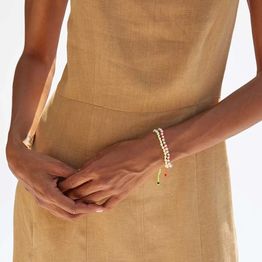 Petit Pearl Beaded Bracelet (Neon Yellow   Cream)