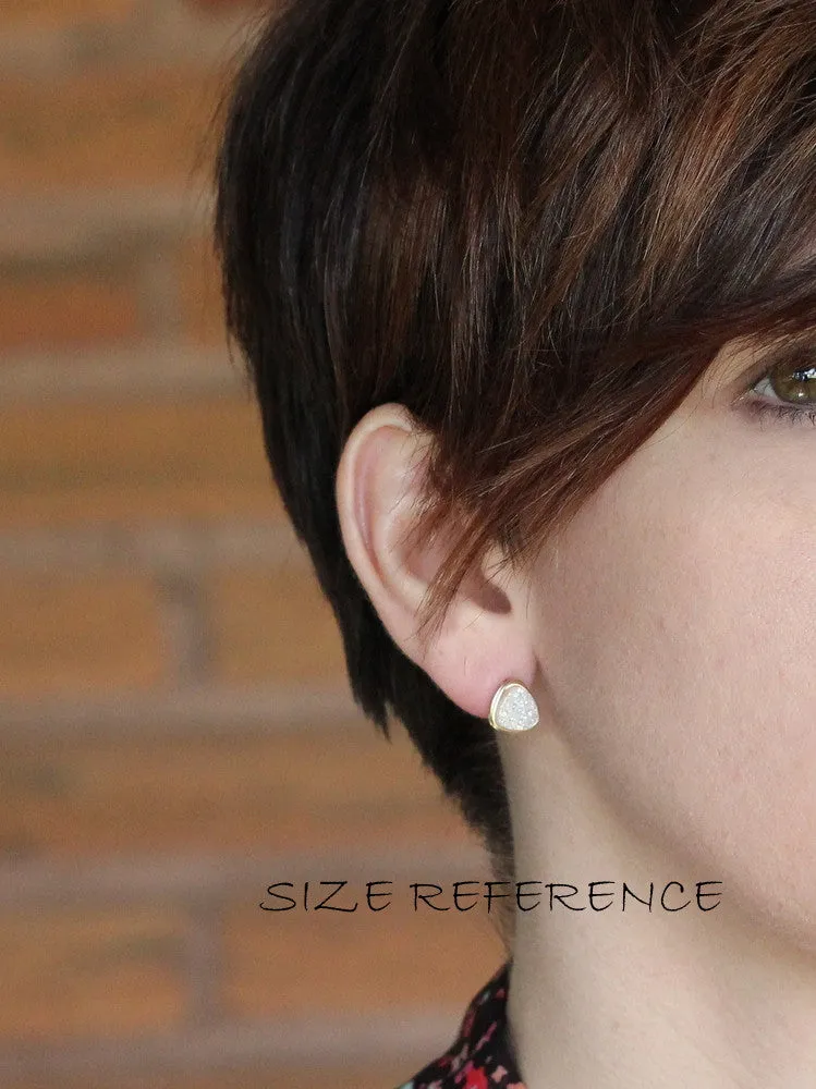 Petite Triangle Druzy Studs - Cobalt