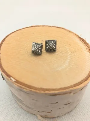 Pewter Silver Pyramids Studs