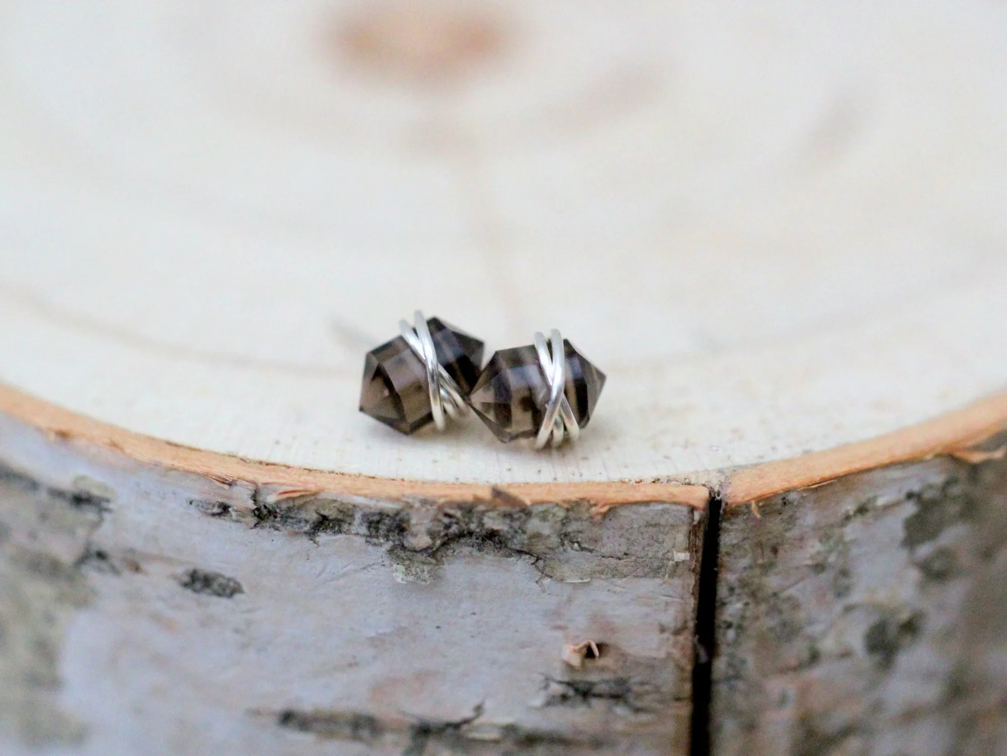 Pike Studs - Smoky Quartz
