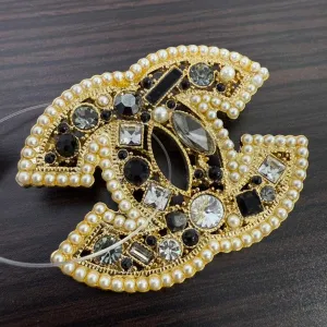 Preloved Chanel Coco Rhinestone Pearl Brooch Gold Brooches