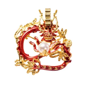 Red Dragon Brooch Pin Enameled Jewelry