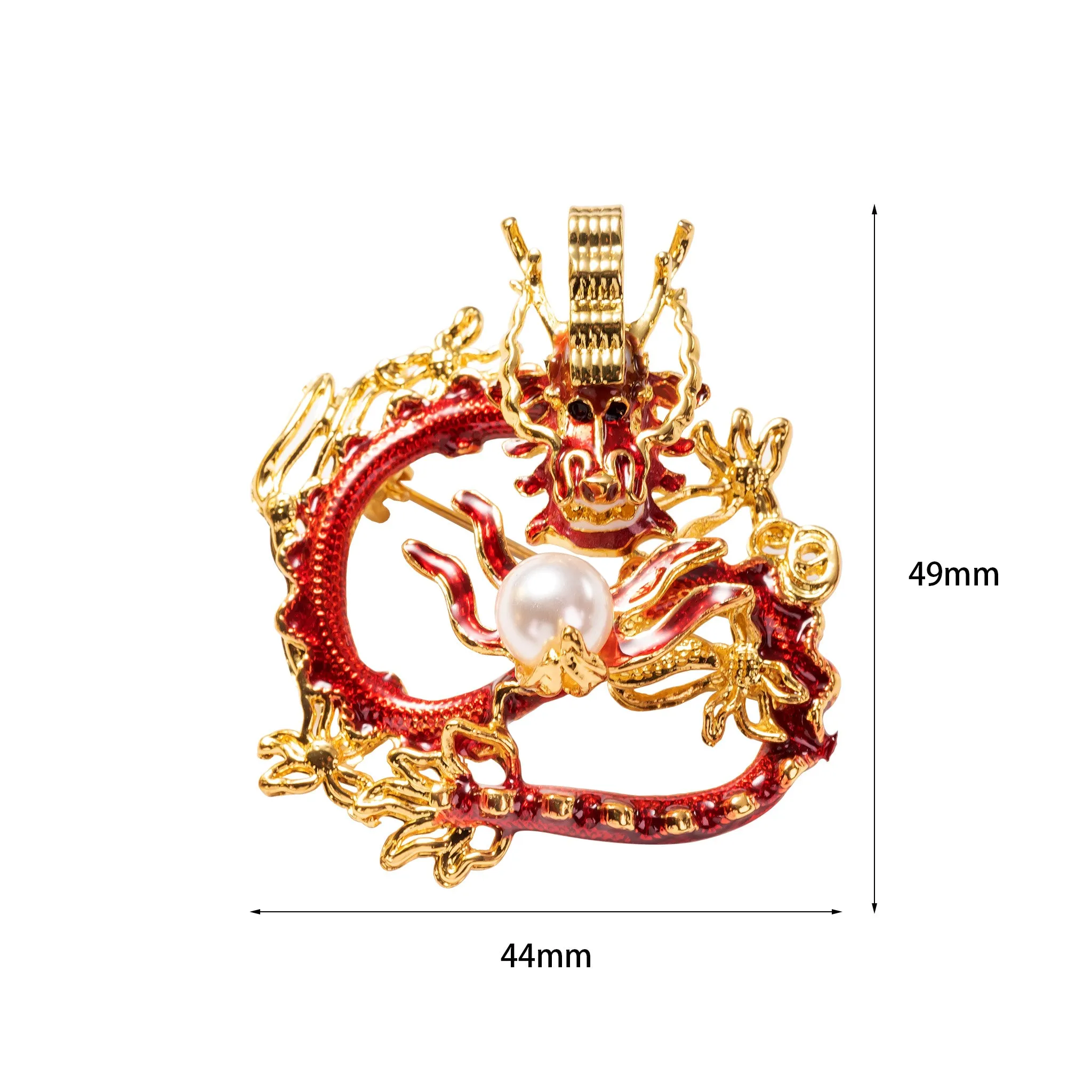 Red Dragon Brooch Pin Enameled Jewelry