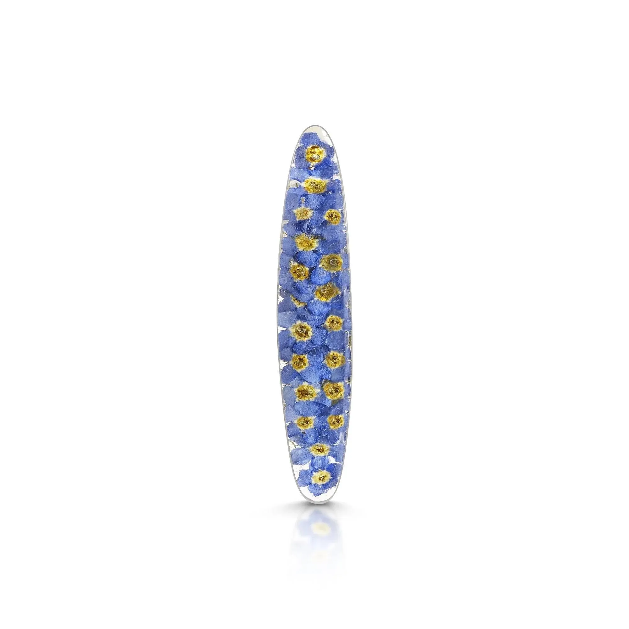 Silver Brooch - Forget-me-not- Tapered Oval bar