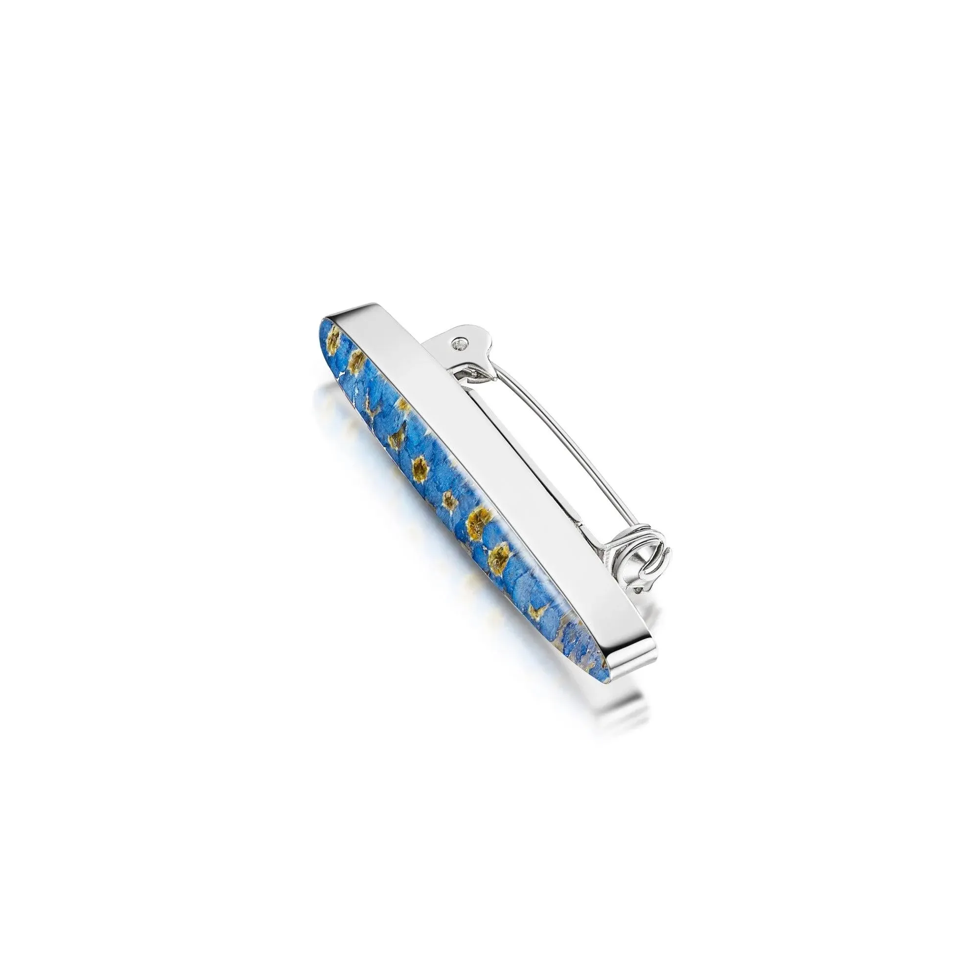 Silver Brooch - Forget-me-not- Tapered Oval bar