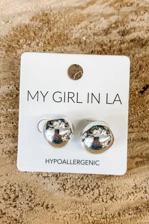 Silver Half Hoop Post Earrings
