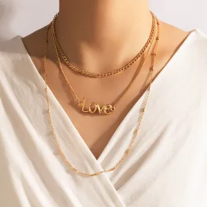 Simple And Creative Multi-layer Love Letter Necklace Retro Ins Wind Trend Clavicle Chain Female