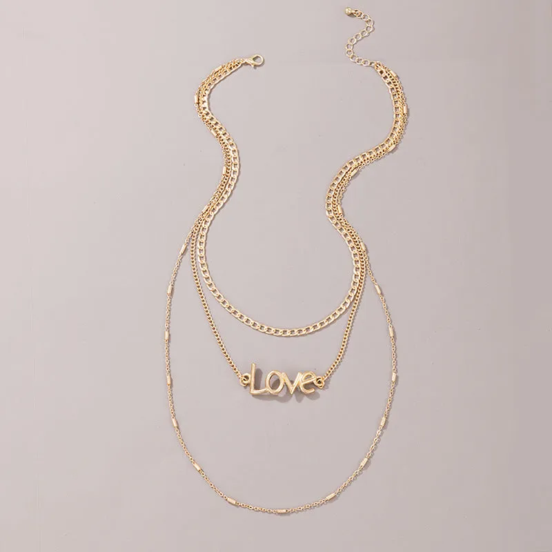 Simple And Creative Multi-layer Love Letter Necklace Retro Ins Wind Trend Clavicle Chain Female