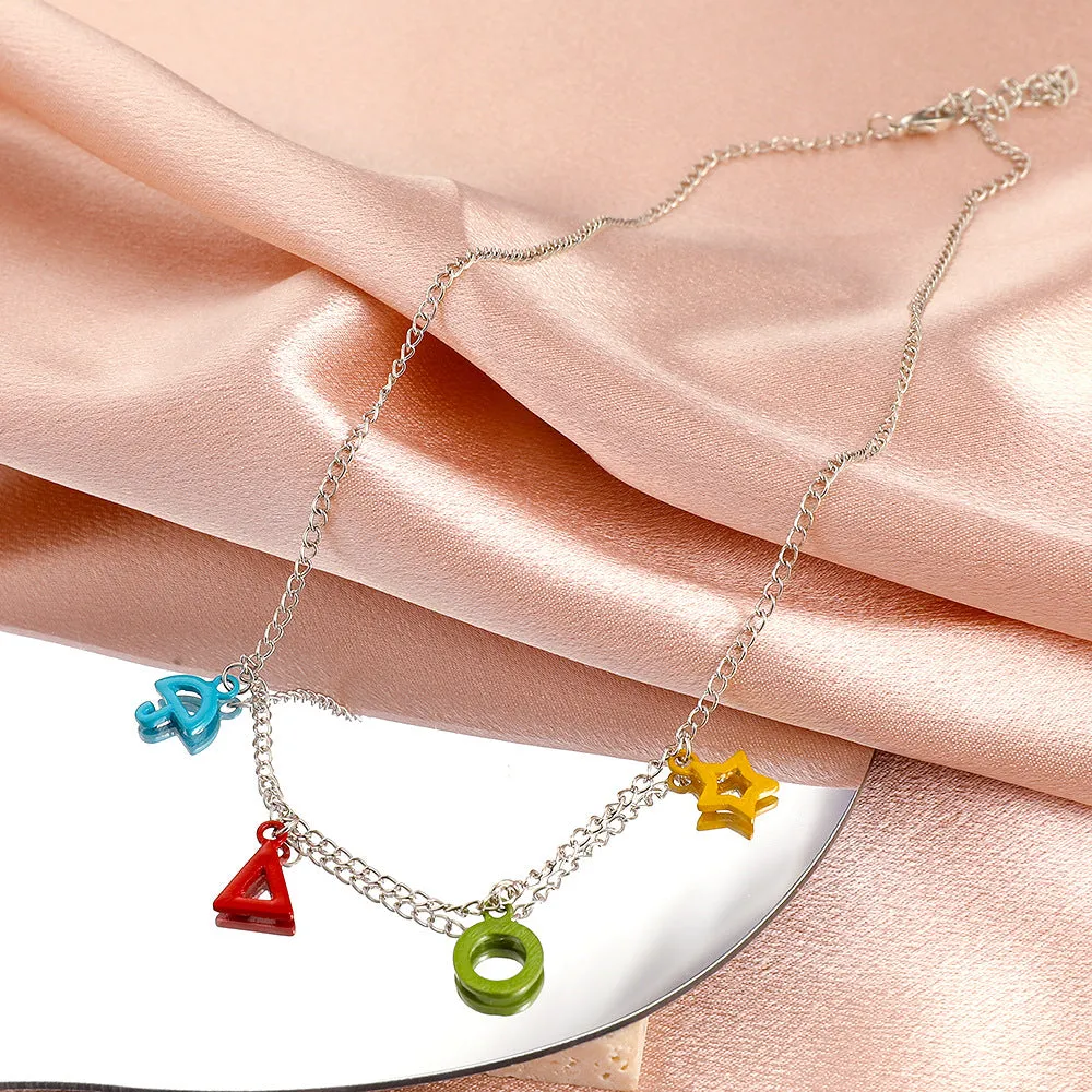 Simple Color Drip Oil Geometric Pendant Necklace Cute And Fun