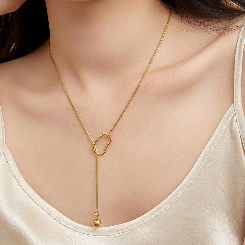 Simple Metal Ball Pendant Necklace