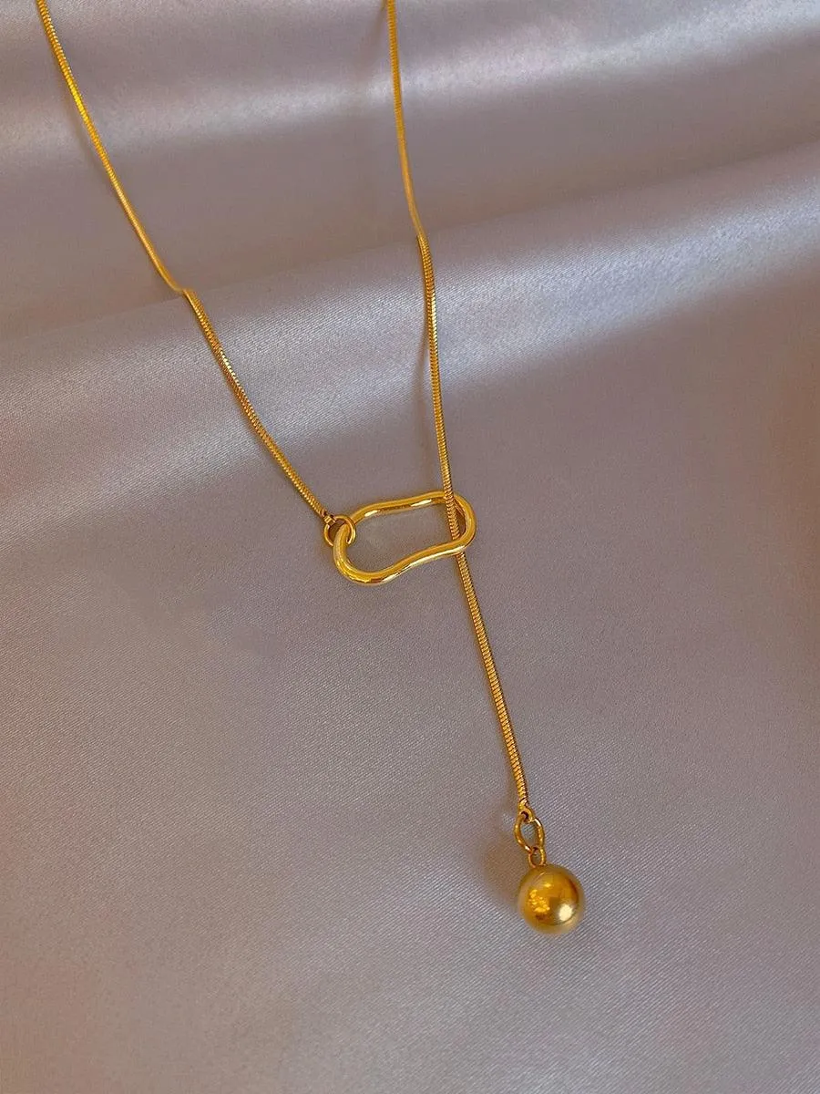Simple Metal Ball Pendant Necklace
