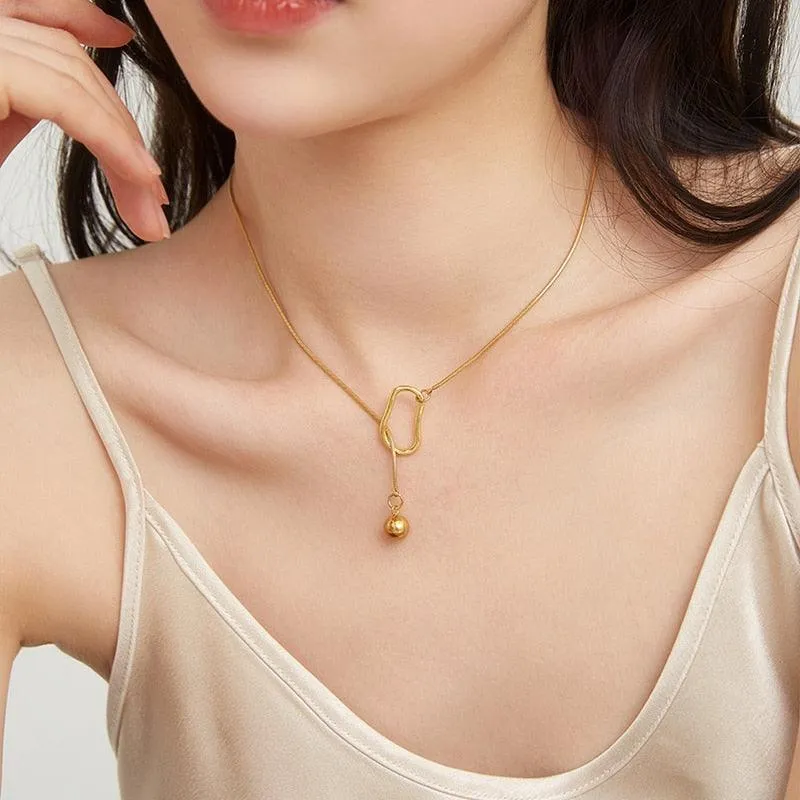 Simple Metal Ball Pendant Necklace
