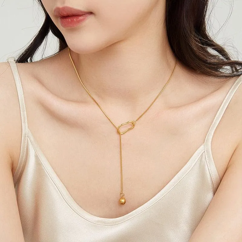 Simple Metal Ball Pendant Necklace
