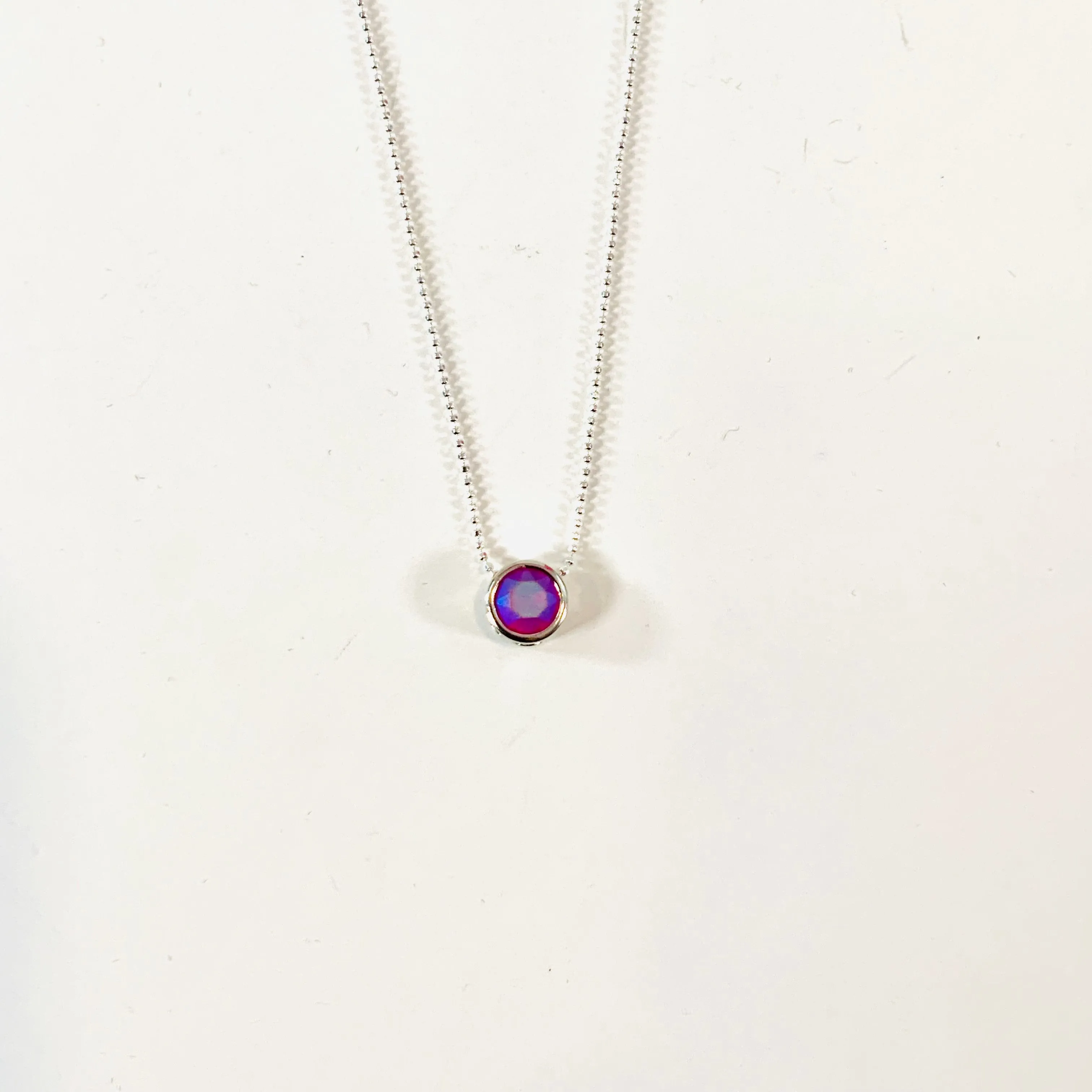 Simple Pendant Slide Necklace featuring Fuchsia Frost