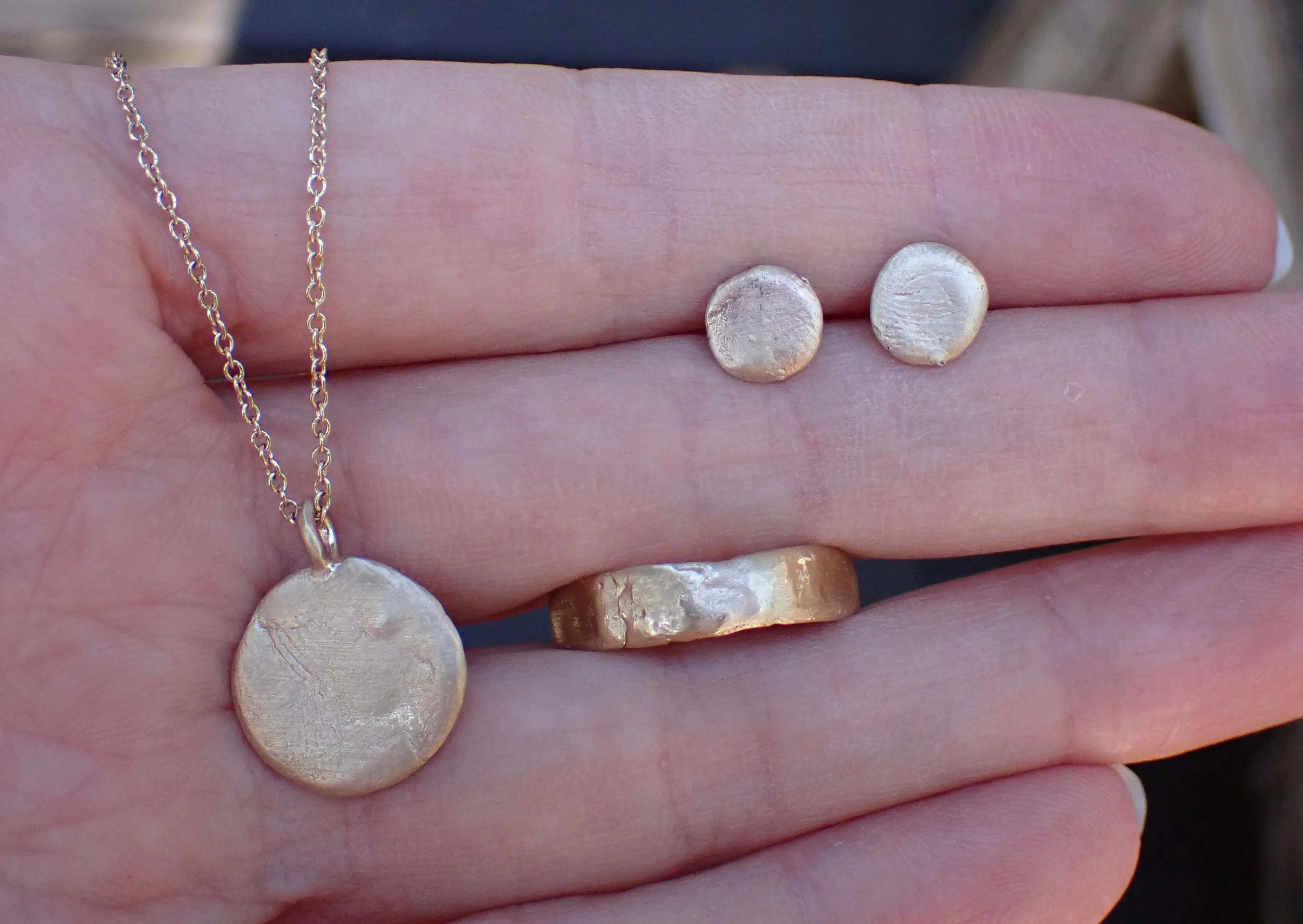 Simple Solid 14k Organic Gold Studs