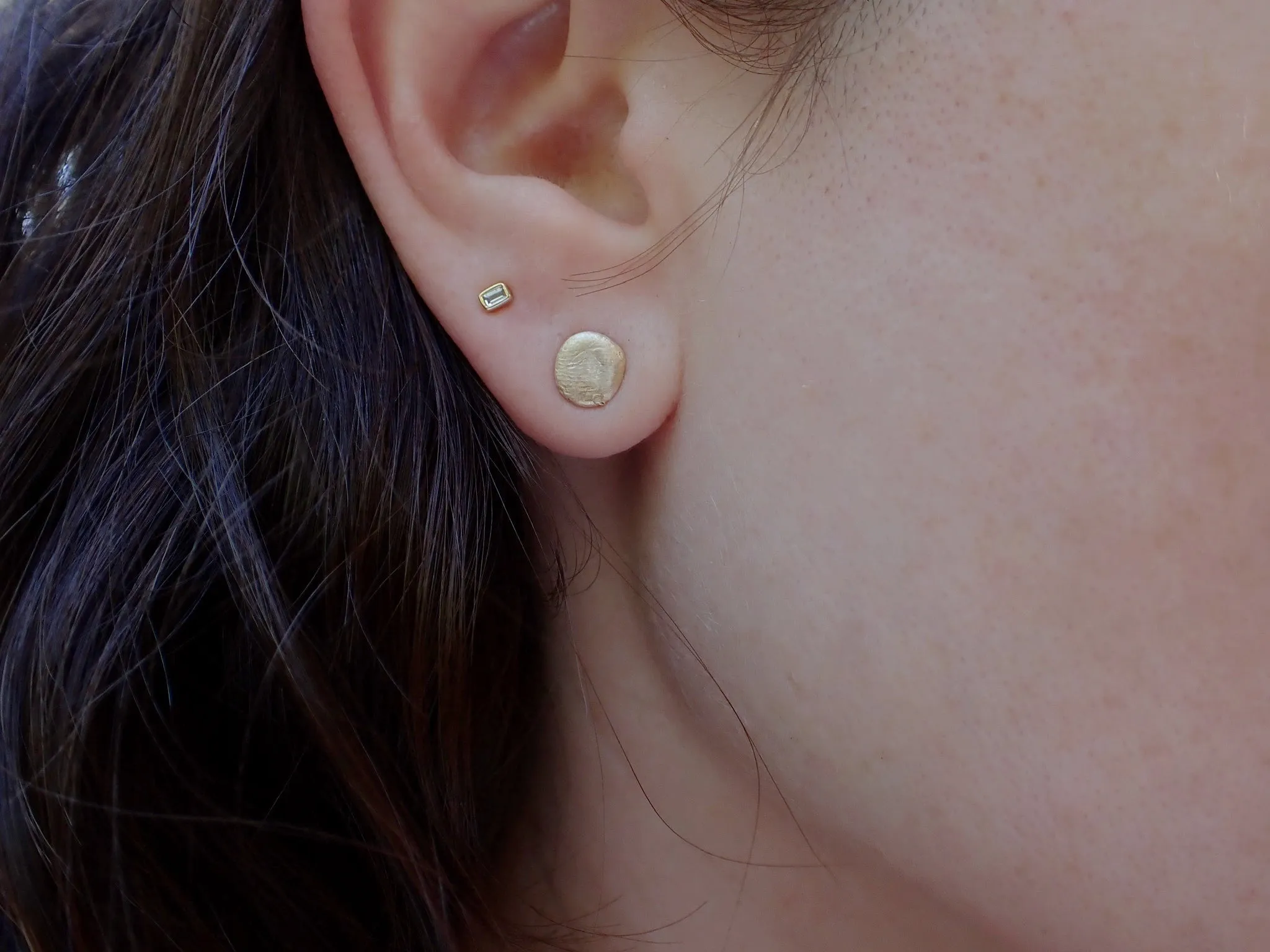 Simple Solid 14k Organic Gold Studs