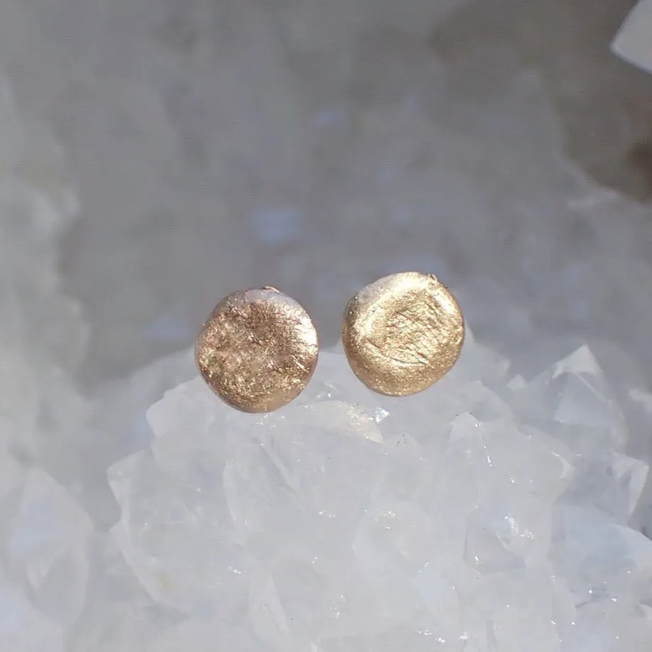 Simple Solid 14k Organic Gold Studs