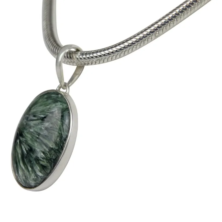 Simple Sterling Silver Seraphinite Pendant