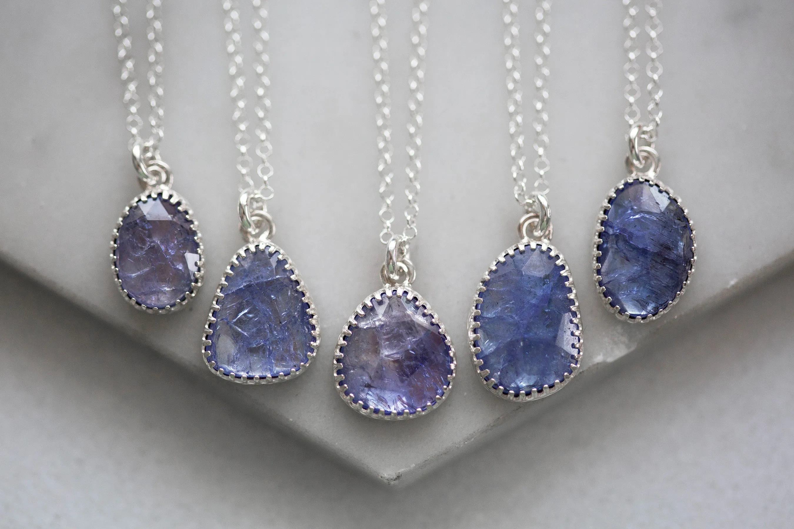 Simple Tanzanite Drop Necklace | #11