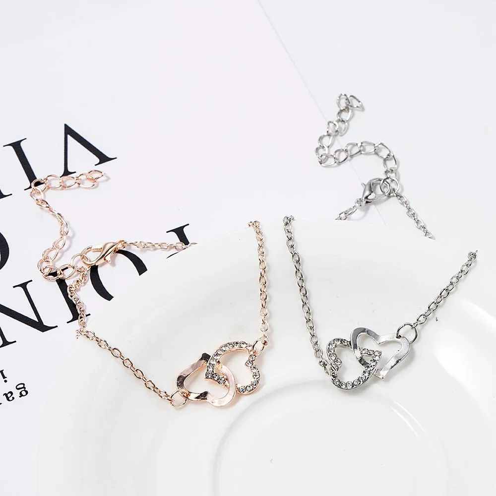 Simple Two Heart Bracelet In Europe And America
