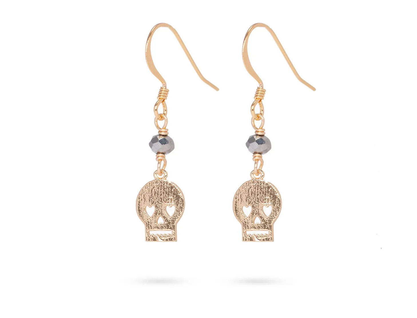 Skull Charm Earrings With Silver Crystal