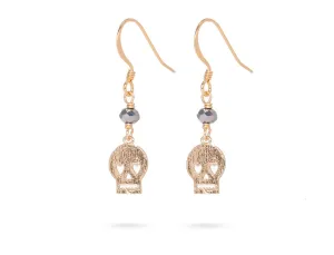 Skull Charm Earrings With Silver Crystal