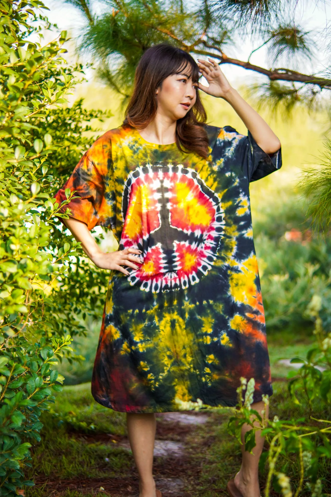 Soulful Peace Hand Dyed Boho Cotton Dress with Pockets