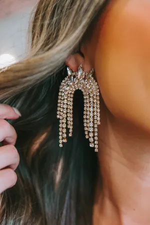 Spiked Rayne Crystal Earrings - Gold