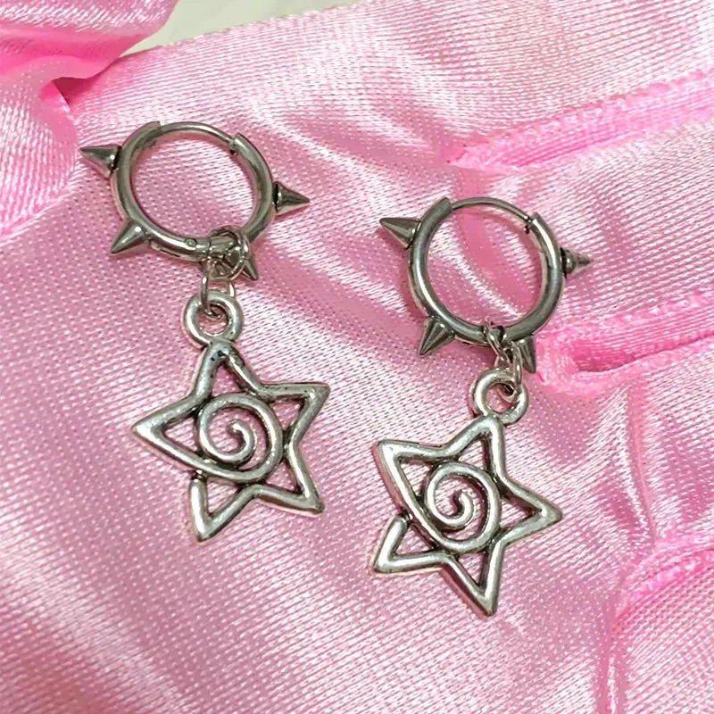 Spiked Star Spiral Earrings