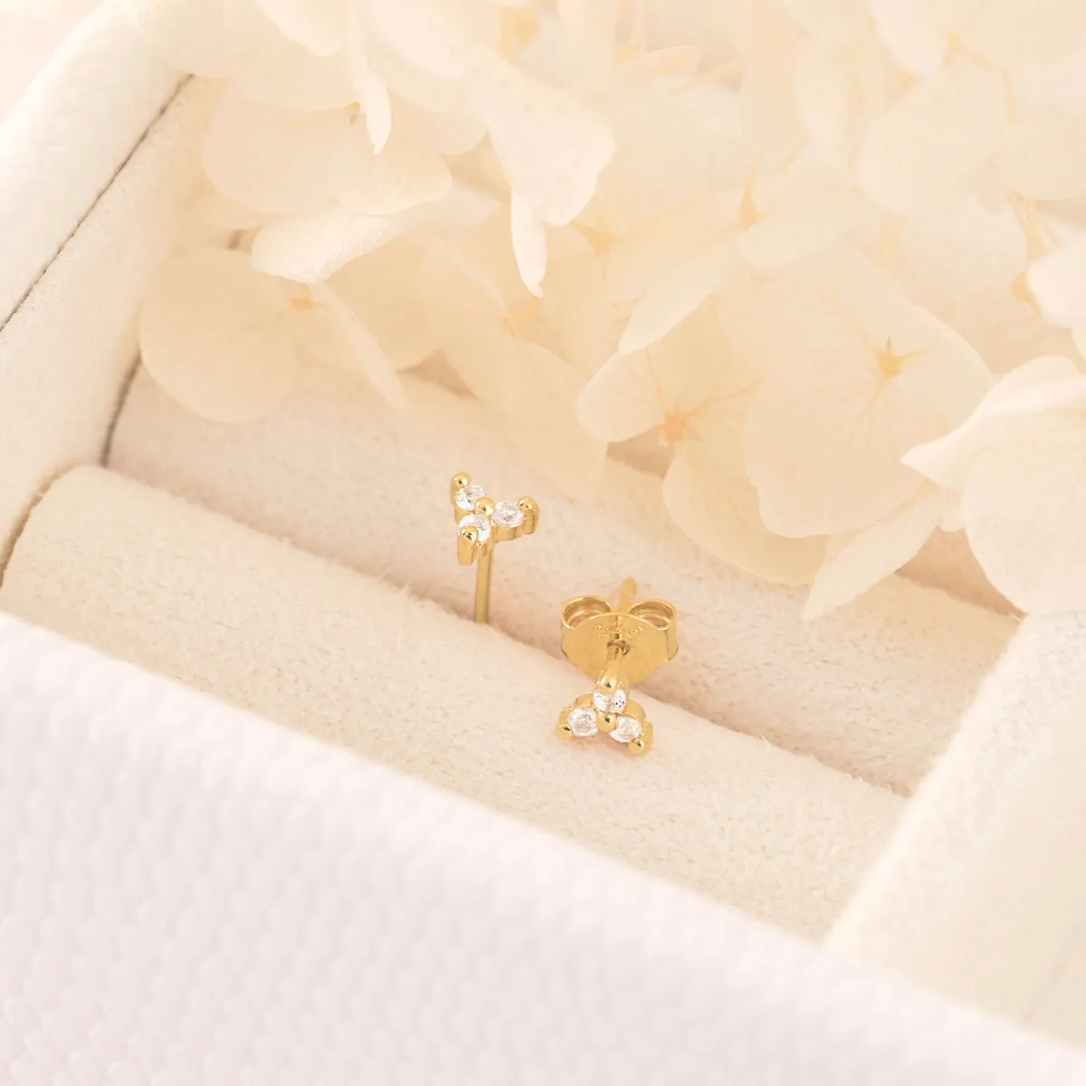 Starburst White Topaz Studs Gold