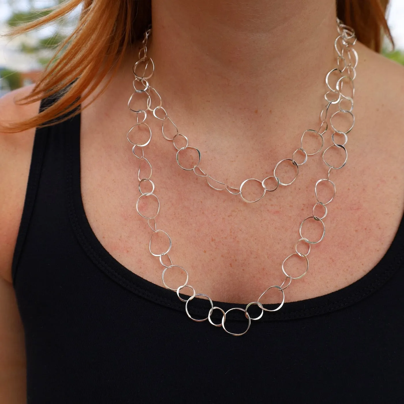 Sterling Silver Flat Link Chain Necklace - 24 Inches