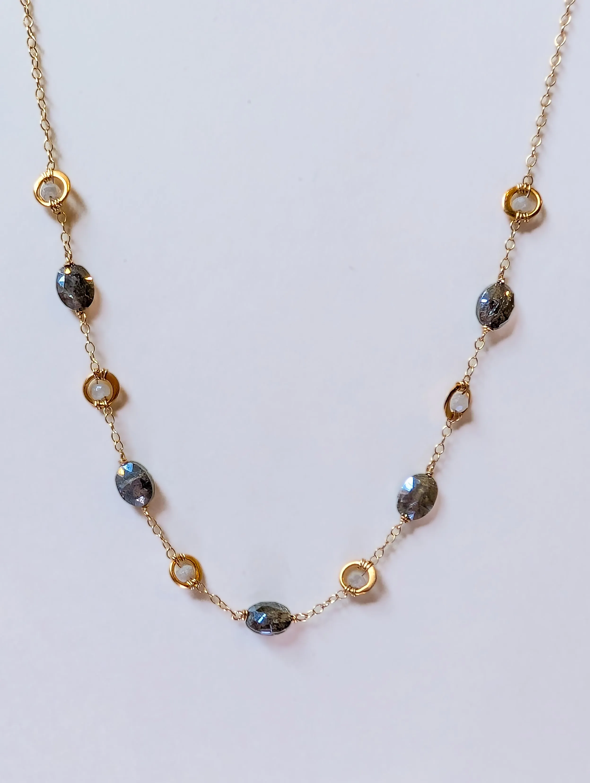 Susan Rifkin Labradorite   Wire Wrapped Moonstone Necklace | Gold Filled