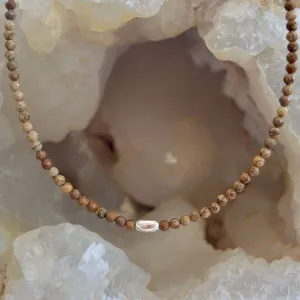THE DAINTY- Silver- Picture Jasper- NECKLACE