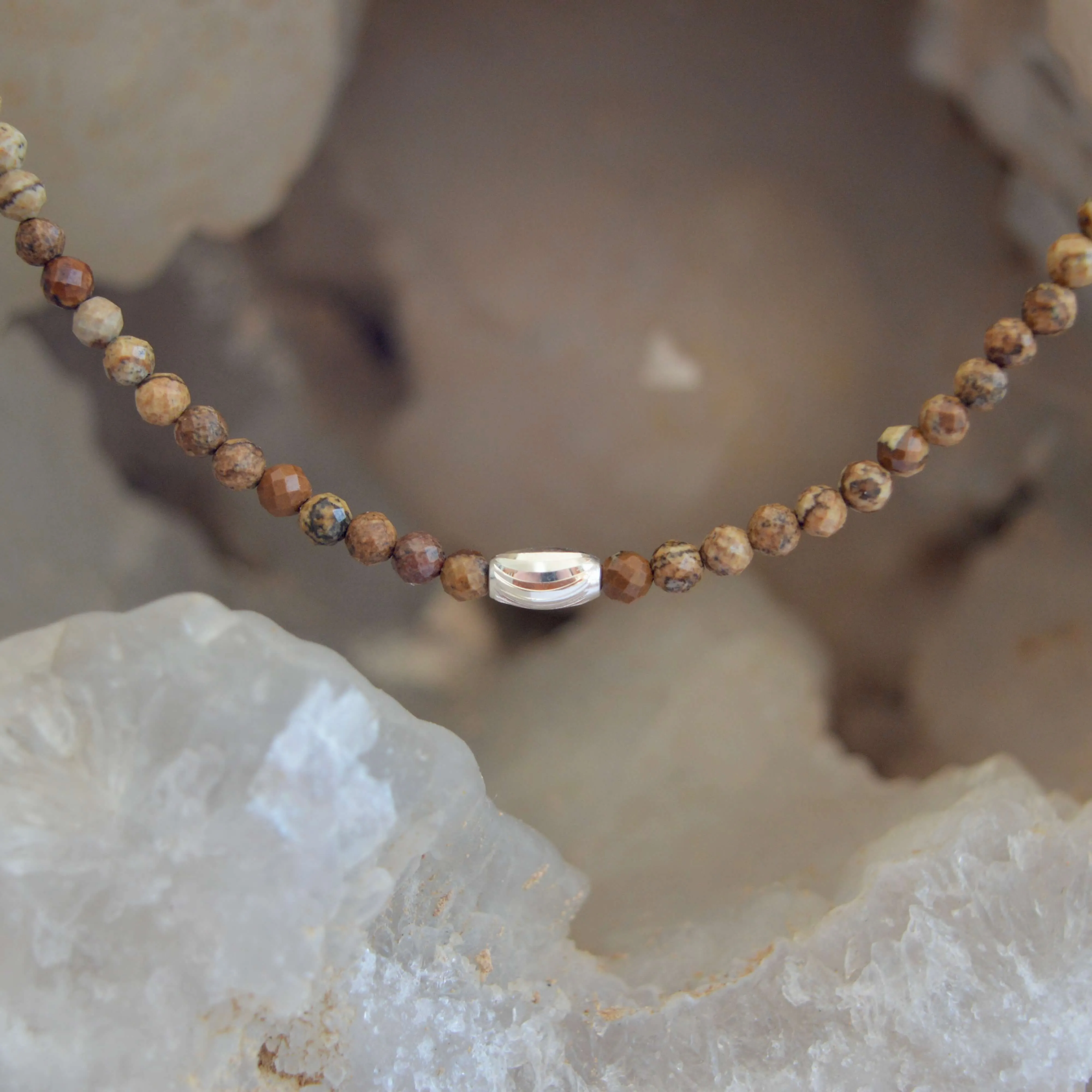 THE DAINTY- Silver- Picture Jasper- NECKLACE