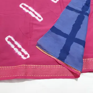 Tie and dye Cotton Saree with Thread Woven Border in SALE
