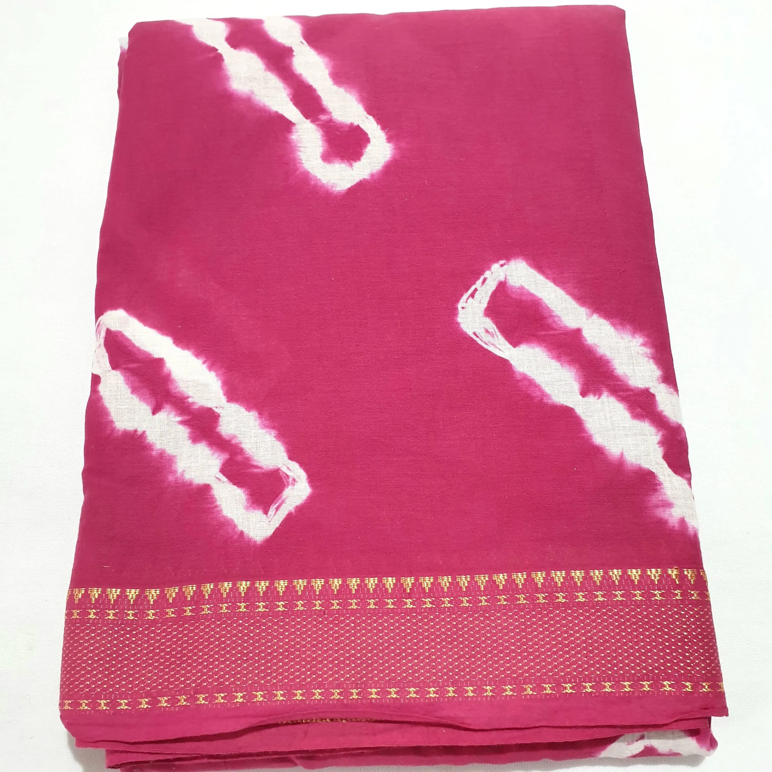 Tie and dye Cotton Saree with Thread Woven Border in SALE