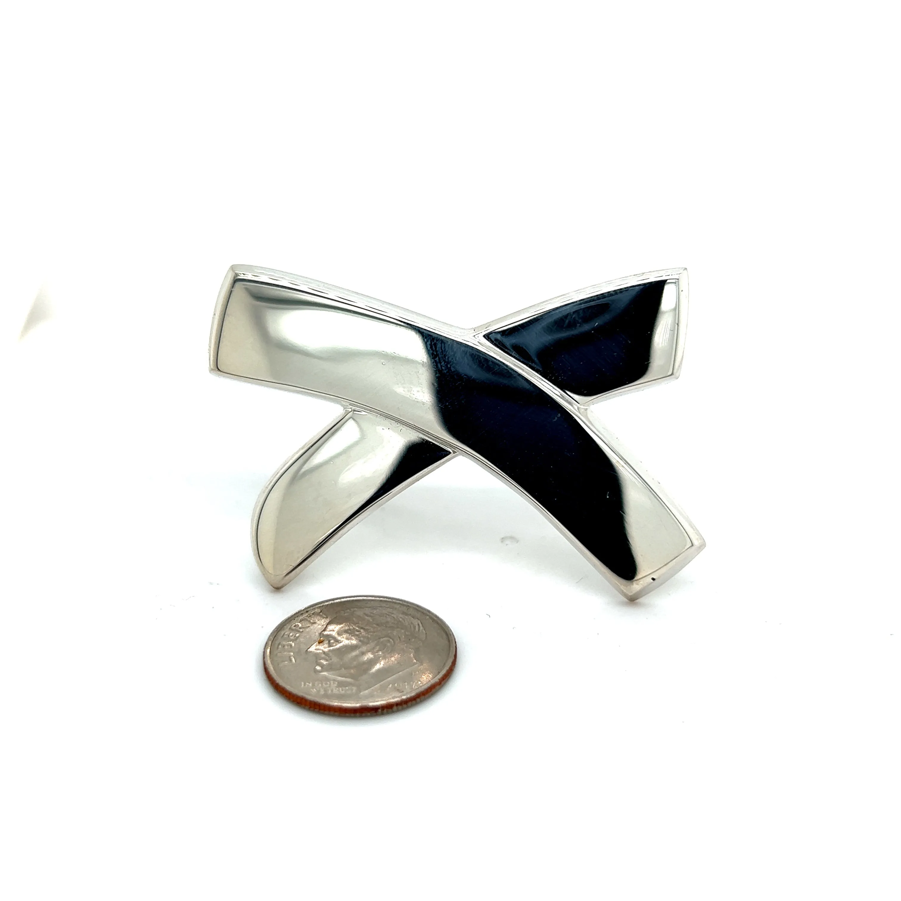 Tiffany & Co Estate Large X Brooch Pin Silver By Paloma Picasso TIF356