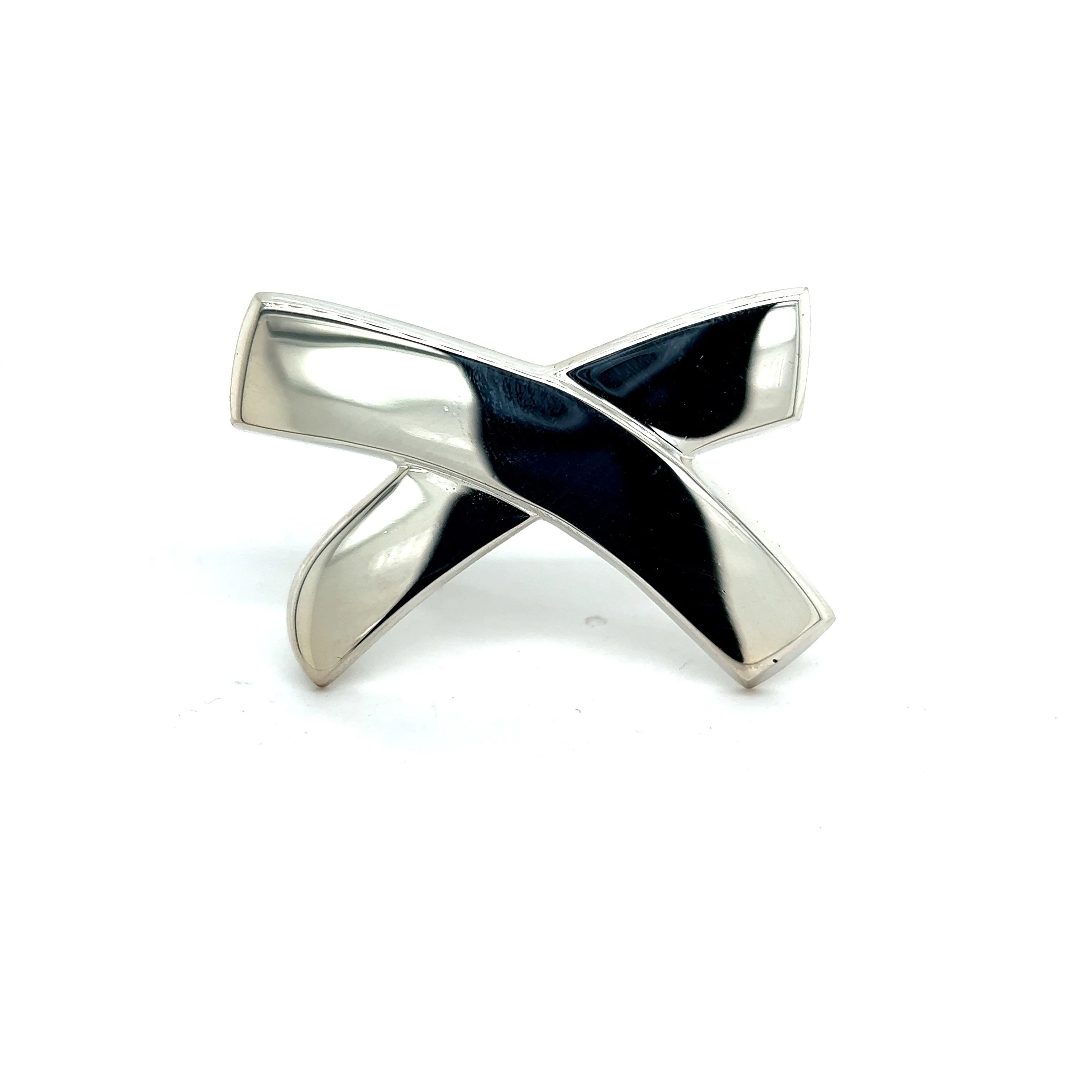 Tiffany & Co Estate Large X Brooch Pin Silver By Paloma Picasso TIF356