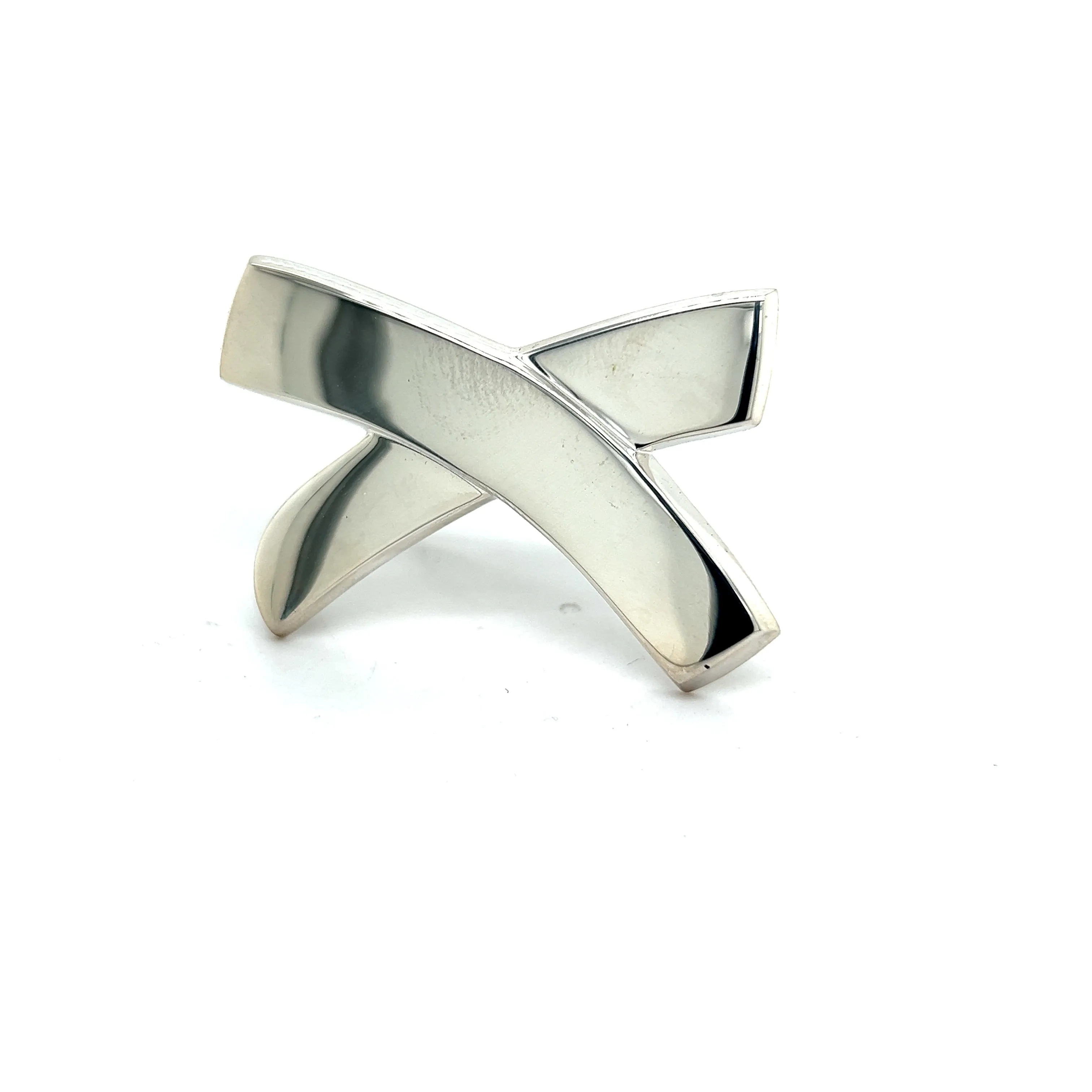 Tiffany & Co Estate Large X Brooch Pin Silver By Paloma Picasso TIF356