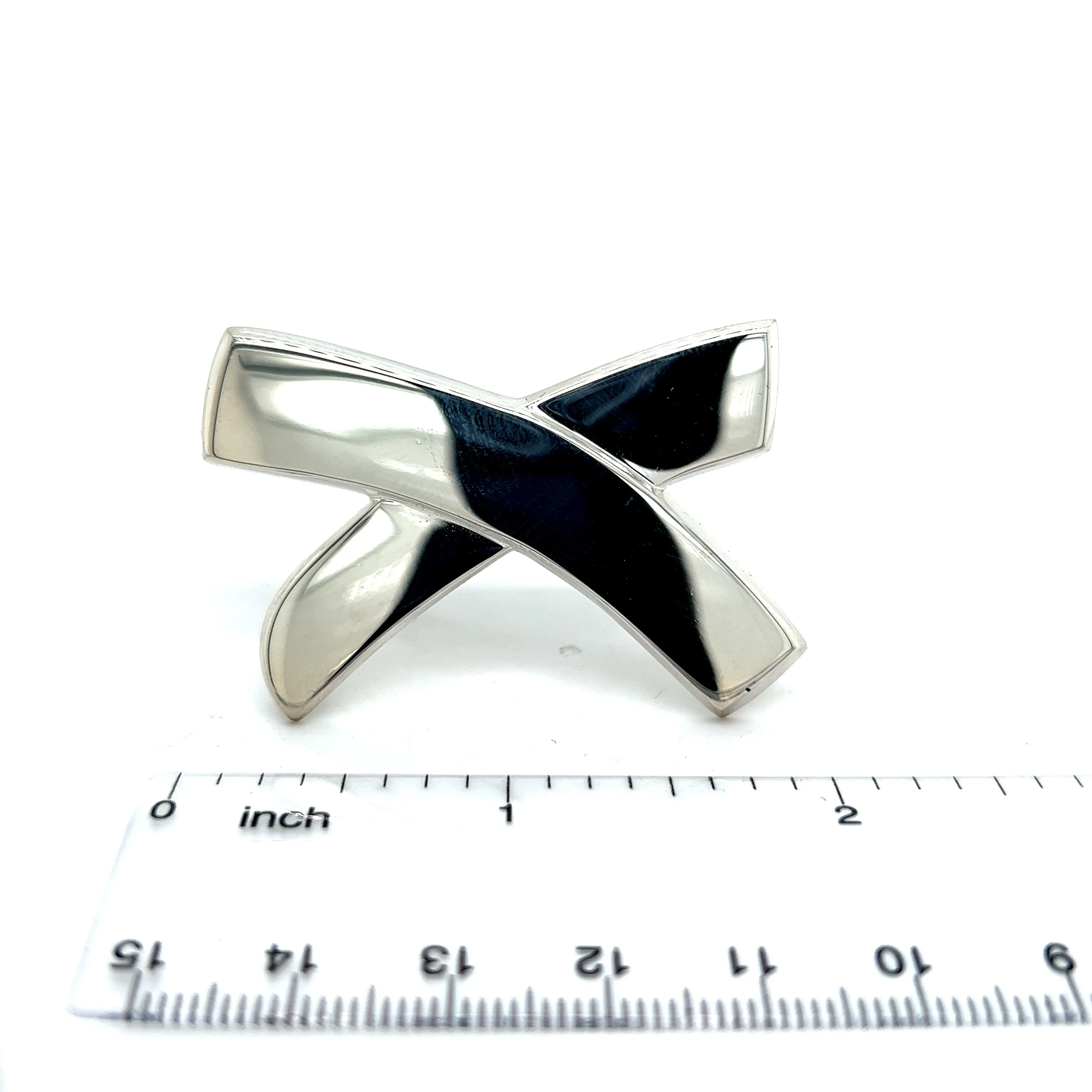 Tiffany & Co Estate Large X Brooch Pin Silver By Paloma Picasso TIF356