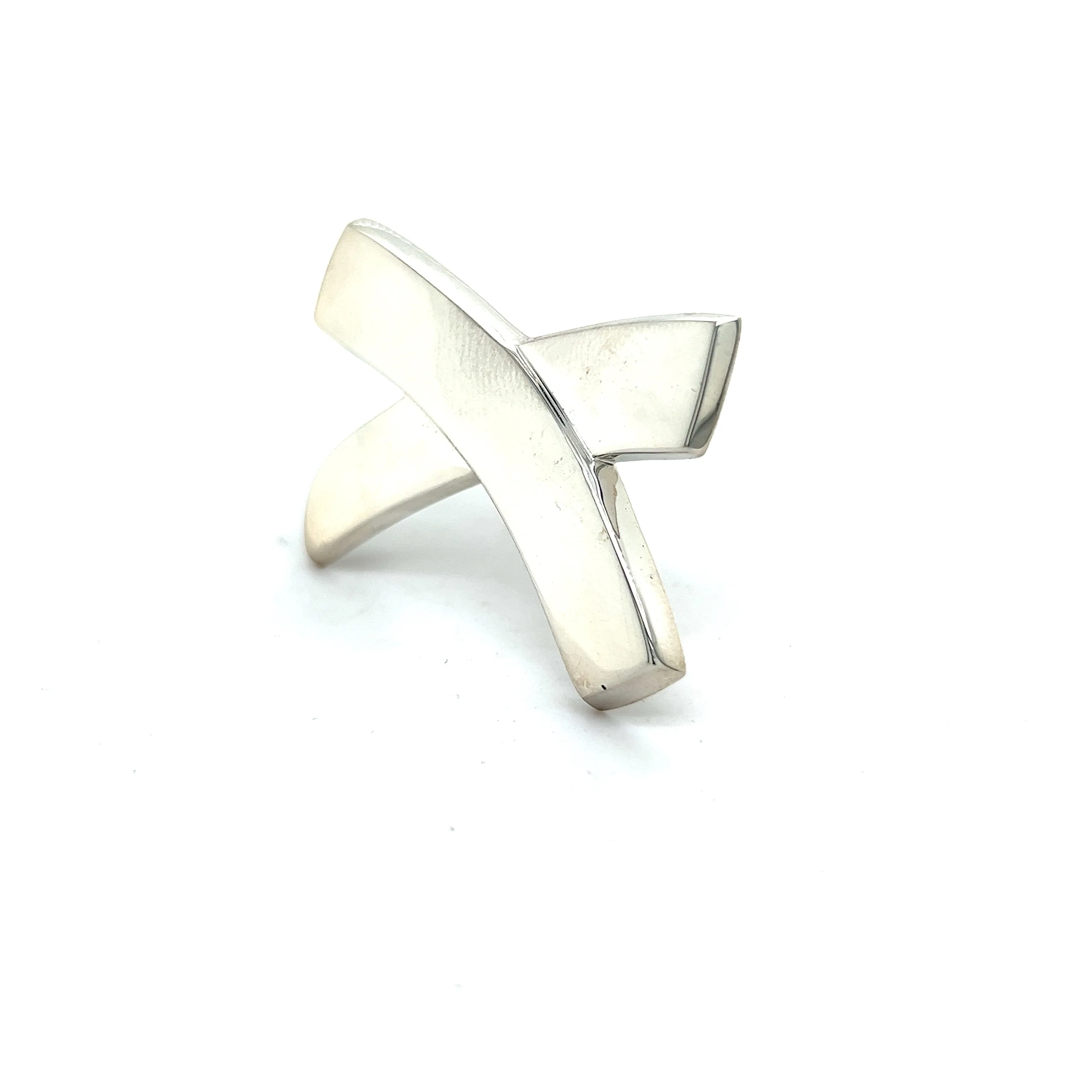 Tiffany & Co Estate Large X Brooch Pin Silver By Paloma Picasso TIF356