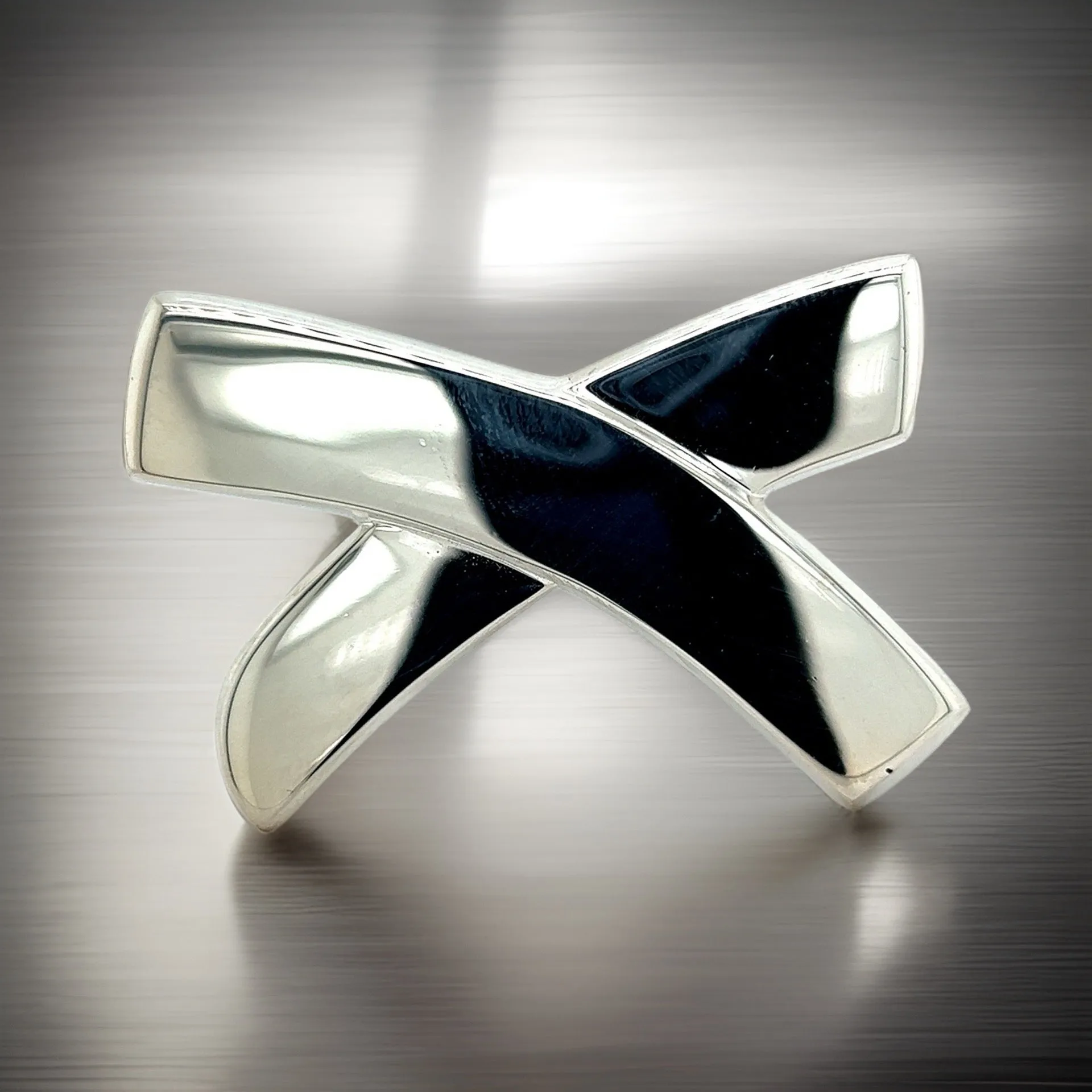 Tiffany & Co Estate Large X Brooch Pin Silver By Paloma Picasso TIF356