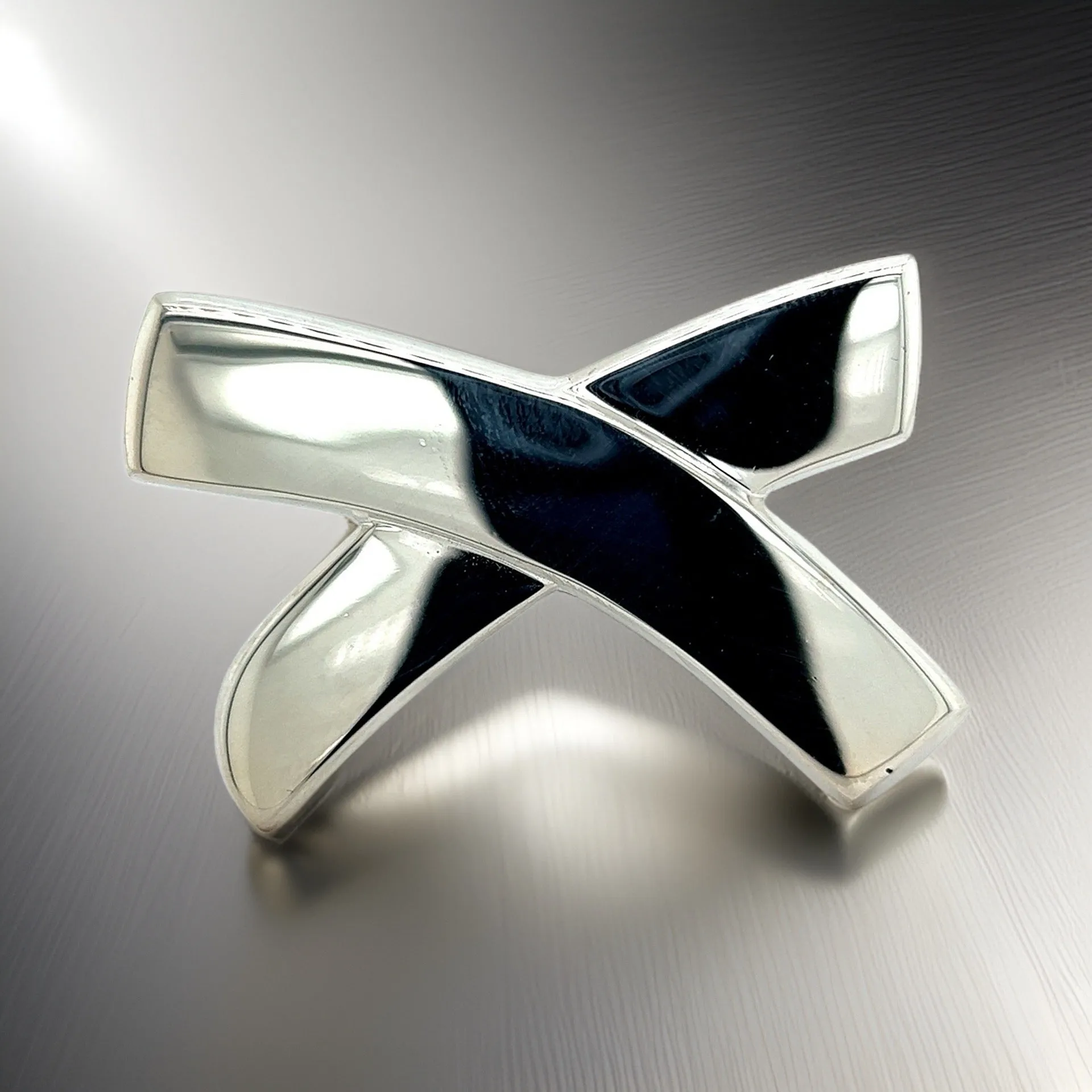 Tiffany & Co Estate Large X Brooch Pin Silver By Paloma Picasso TIF356
