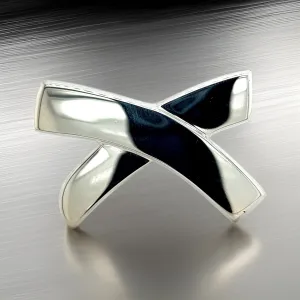 Tiffany & Co Estate Large X Brooch Pin Silver By Paloma Picasso TIF356
