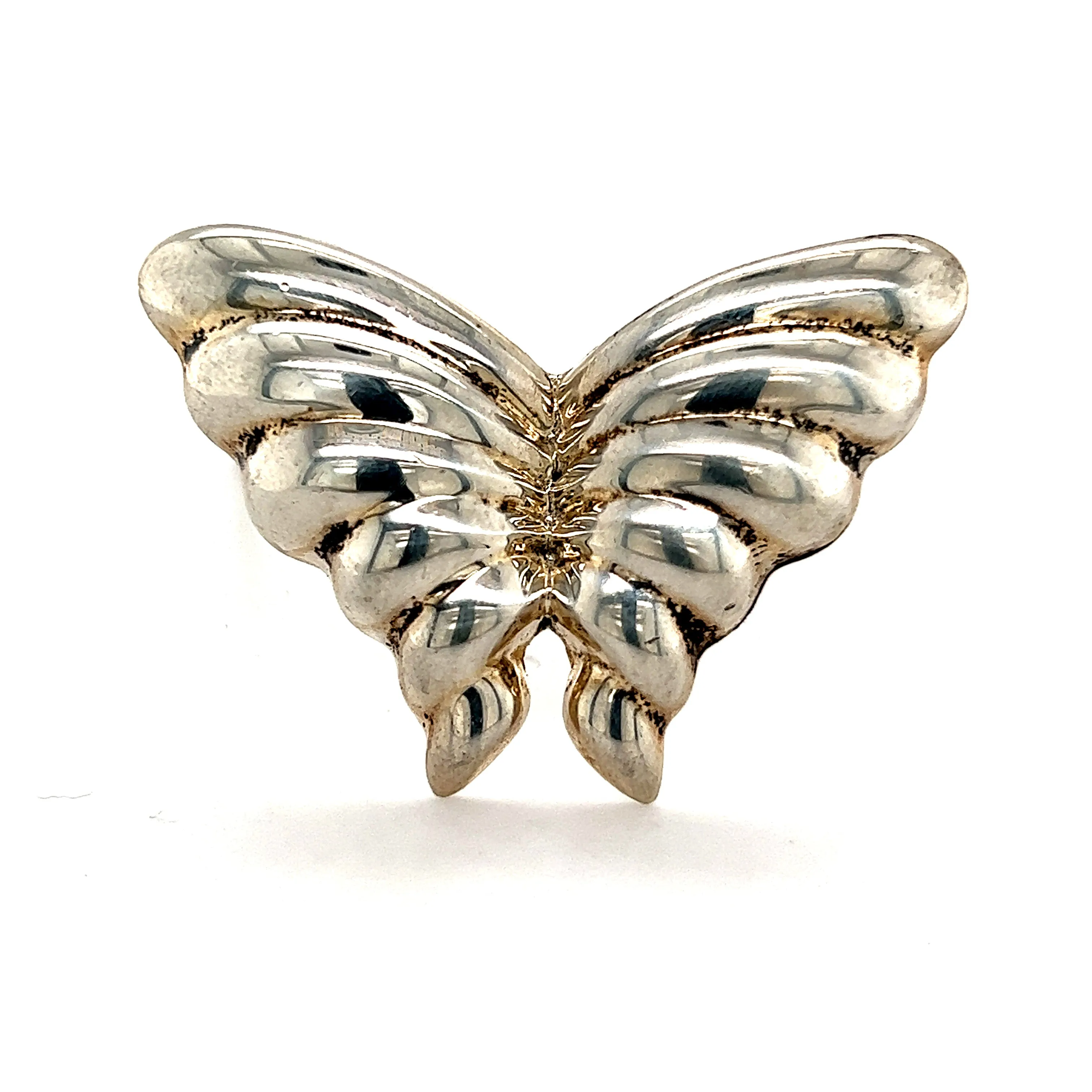 Tiffany & Co Estate Puffed Butterfly Brooch Pin Sterling Silver TIF516