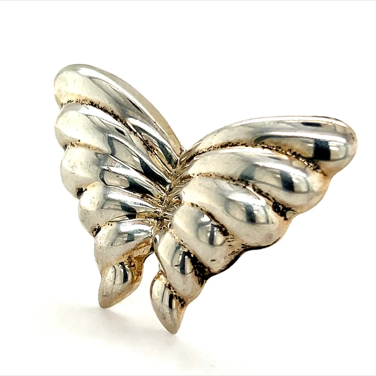Tiffany & Co Estate Puffed Butterfly Brooch Pin Sterling Silver TIF516