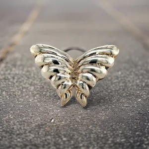 Tiffany & Co Estate Puffed Butterfly Brooch Pin Sterling Silver TIF516