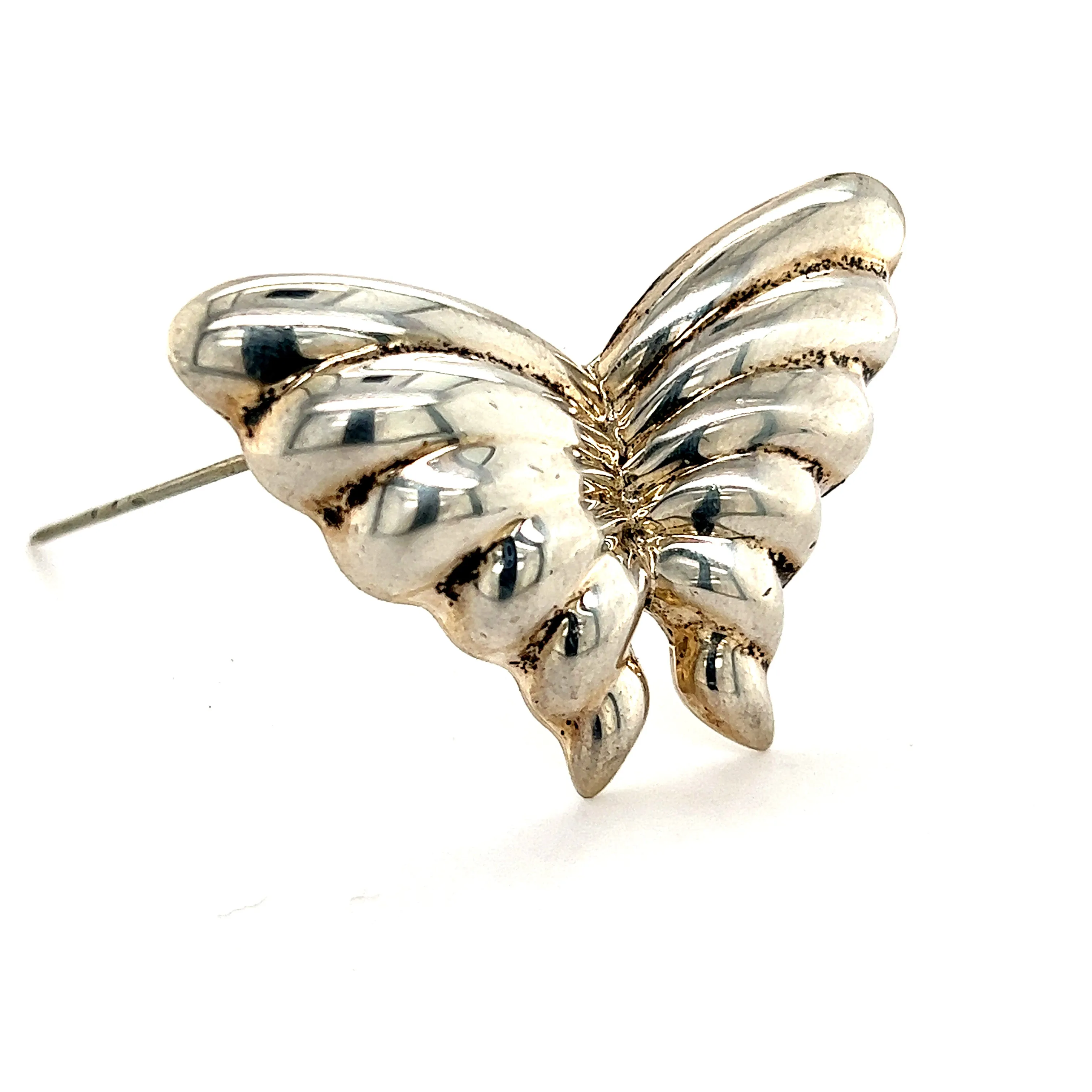 Tiffany & Co Estate Puffed Butterfly Brooch Pin Sterling Silver TIF516